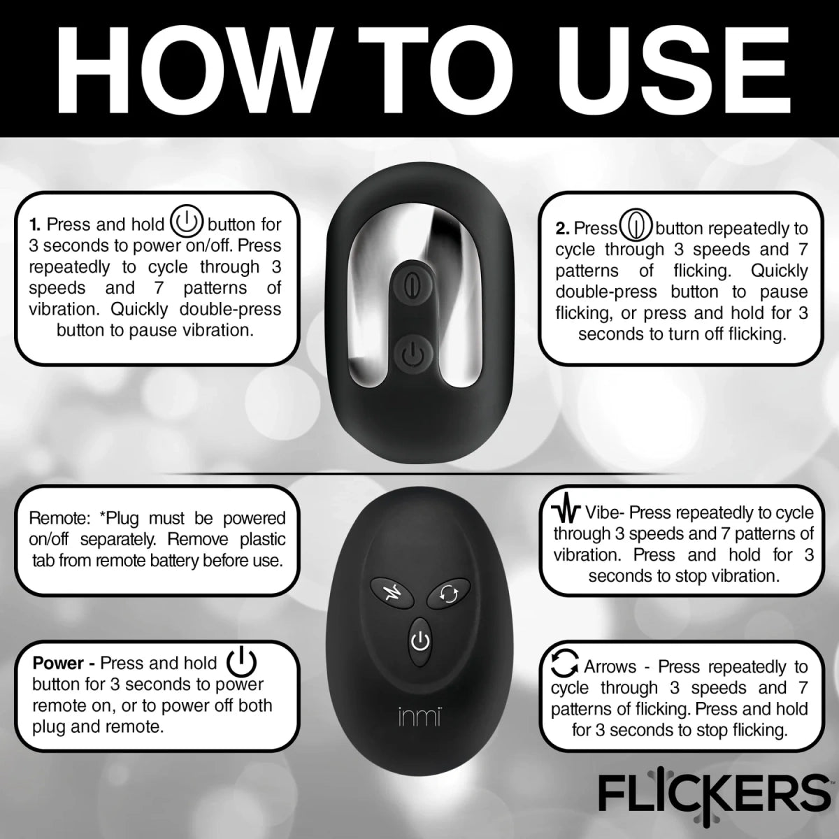 Bum Flick Vibrating and Flicking Silicone Butt Plug with Remote