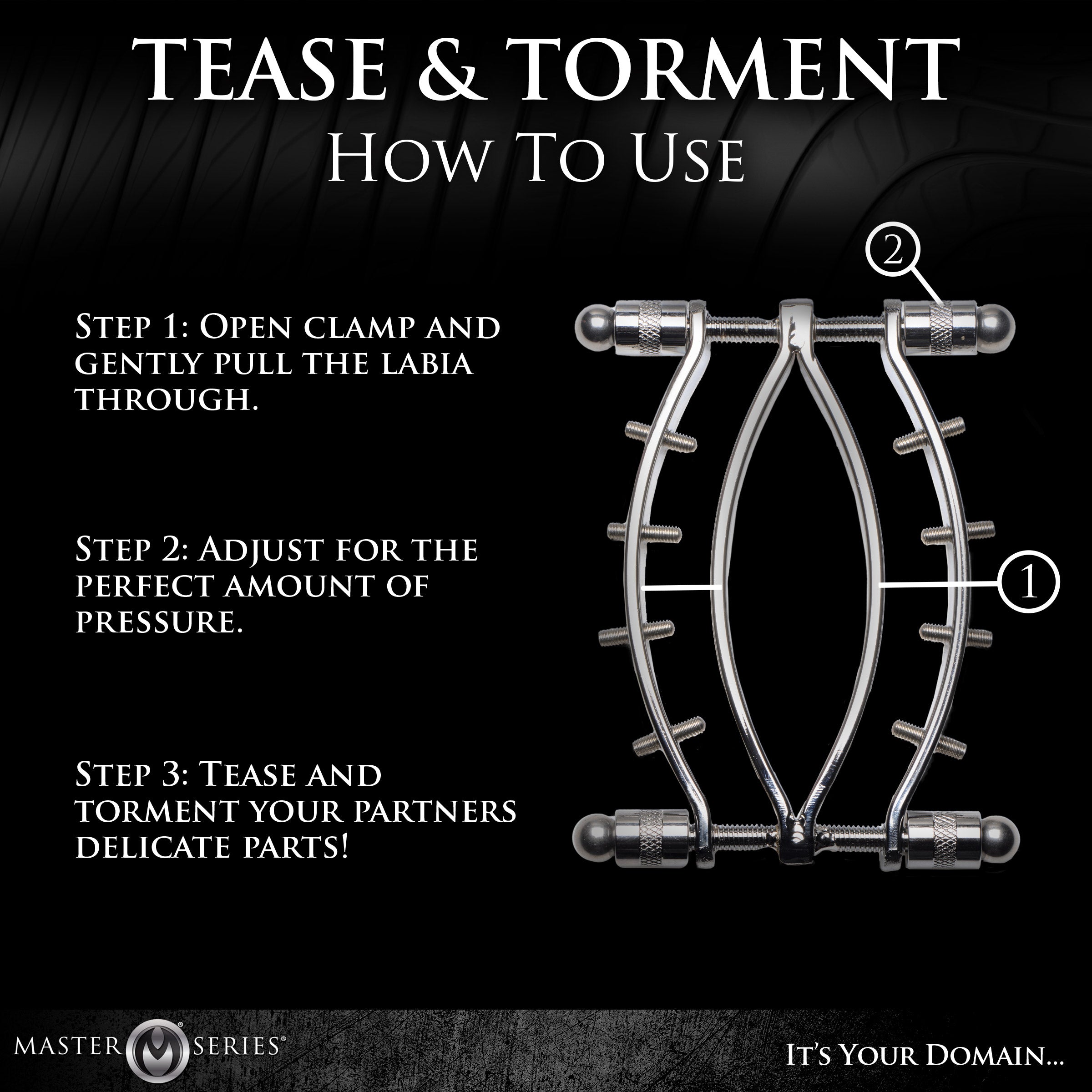 Spread Em Stainless Steel Poker Labia Clamp with Adjustable Pressure Screws