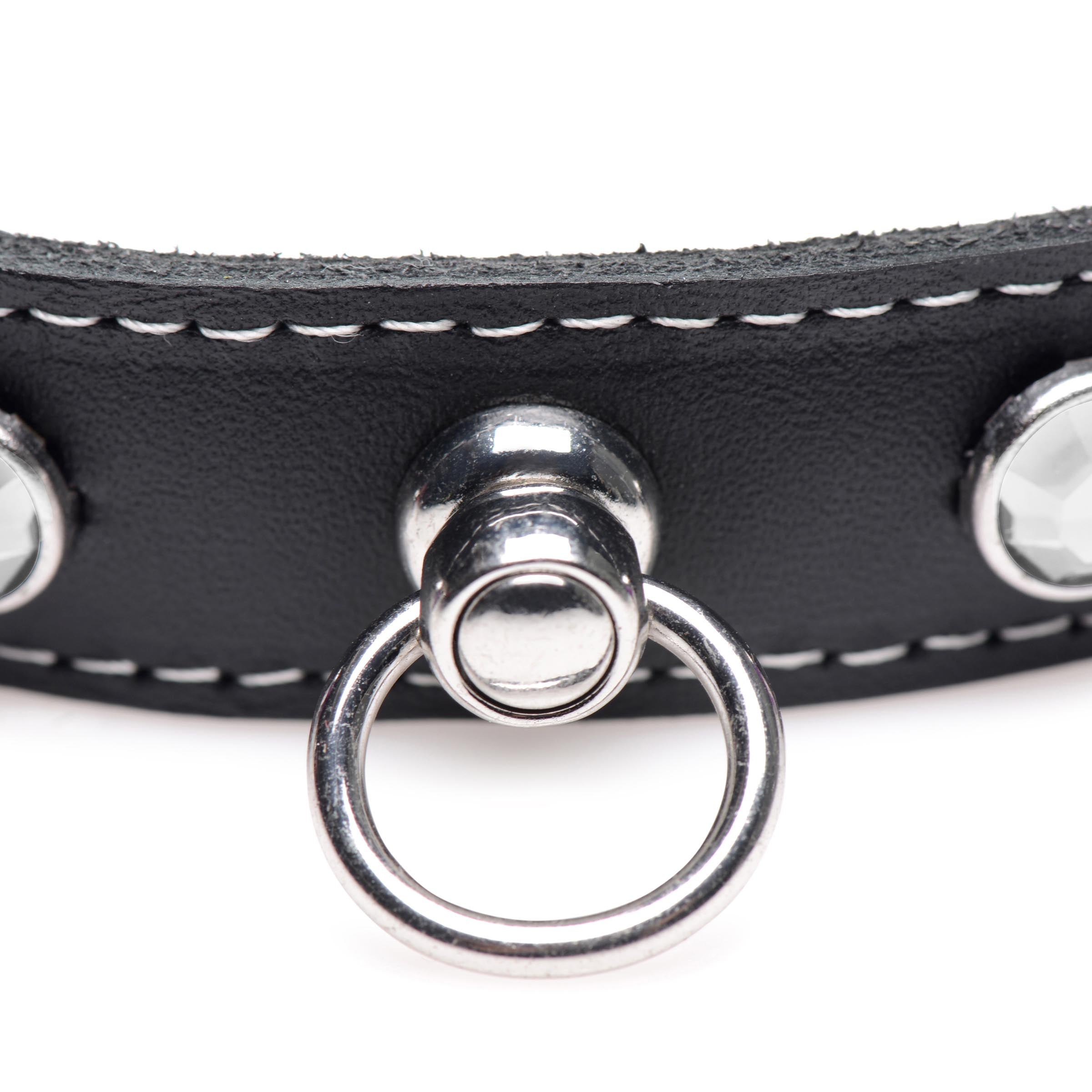 Bling Vixen Leather Choker with Rhinestones - Clear
