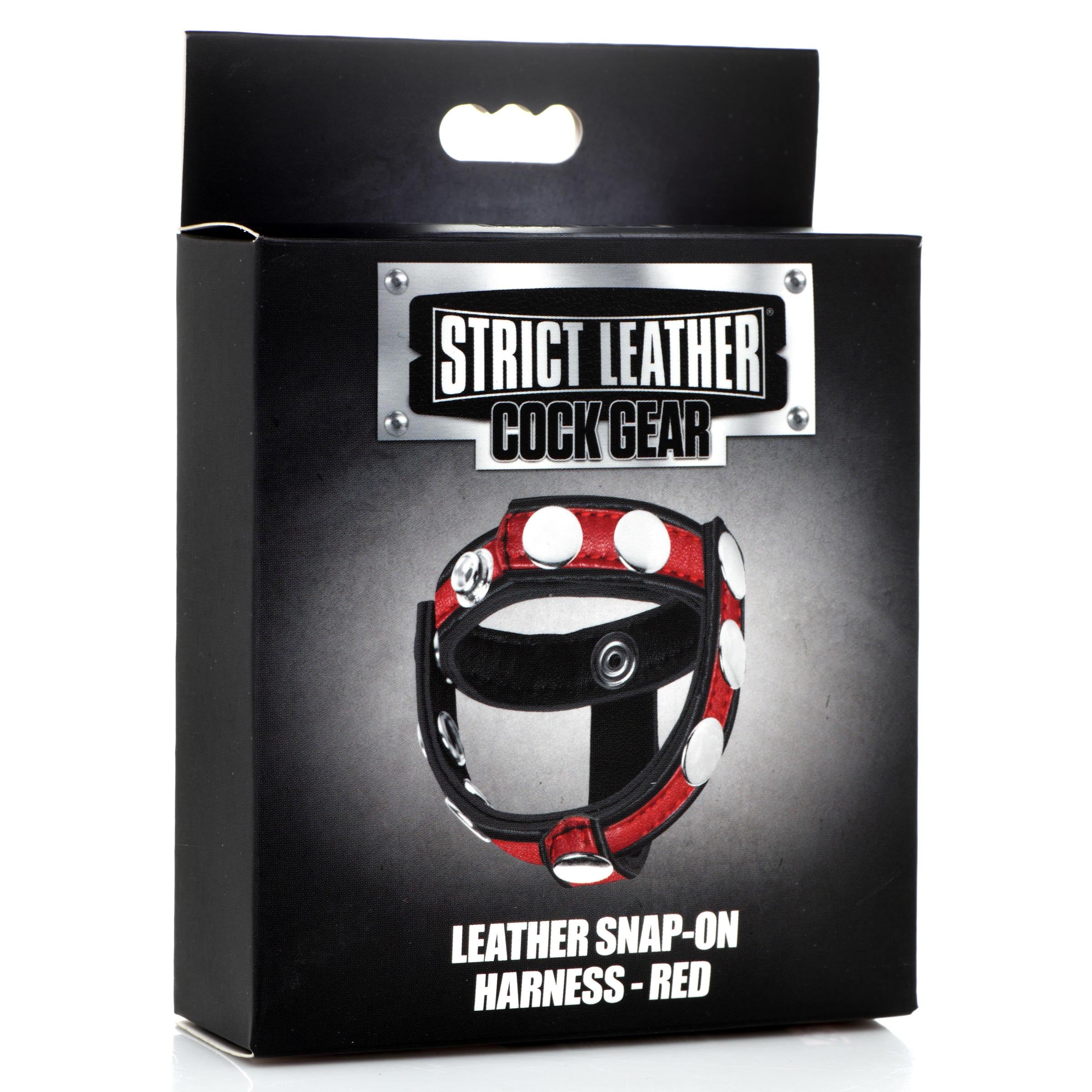 Leather Snap-On Cock Harness - Red