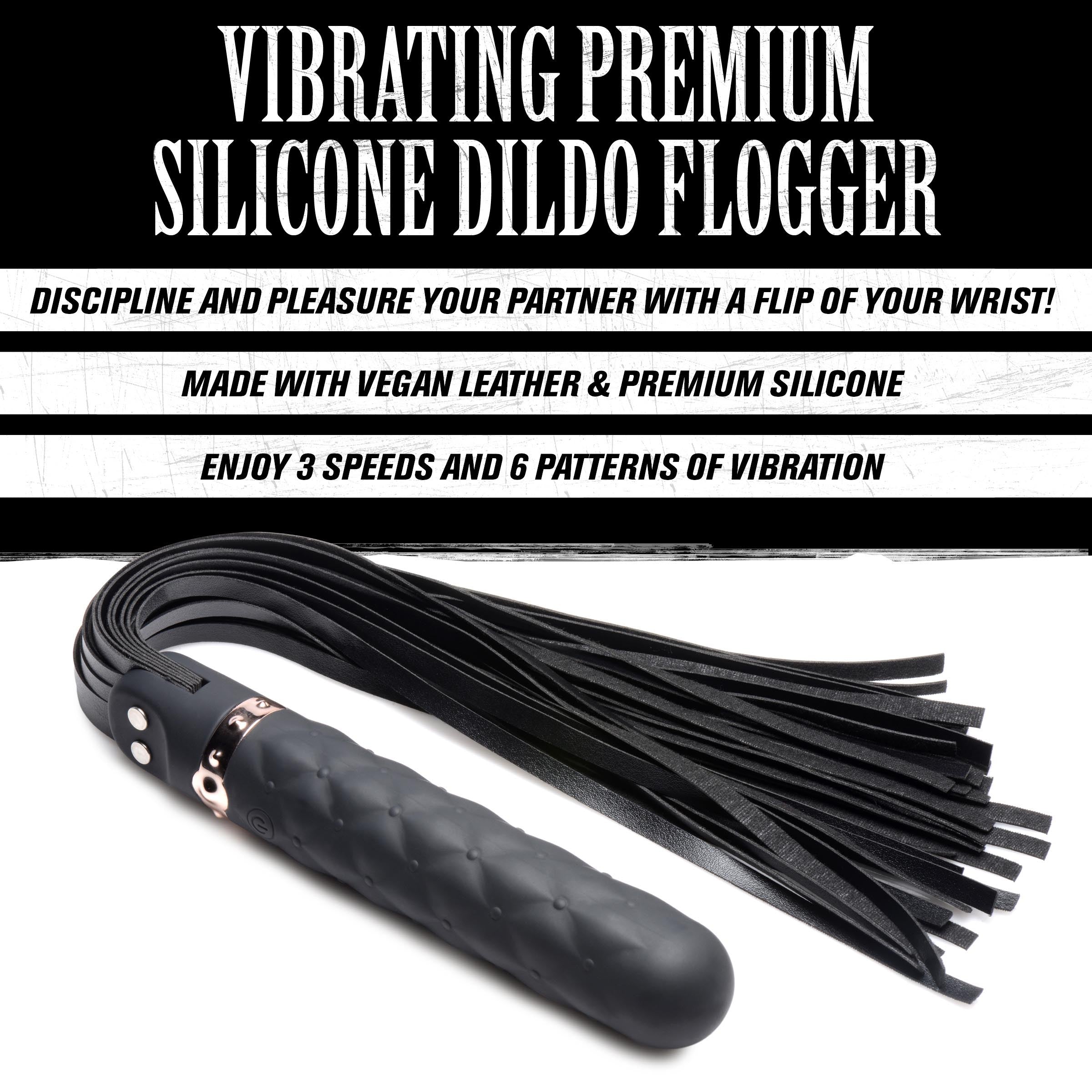 9X Vibrating Silicone Dildo Flogger