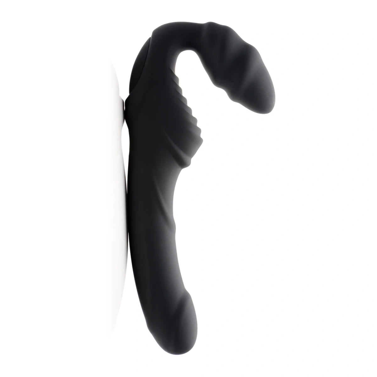 Slim Rider Ribbed Vibrating Silicone Strapless Strap On