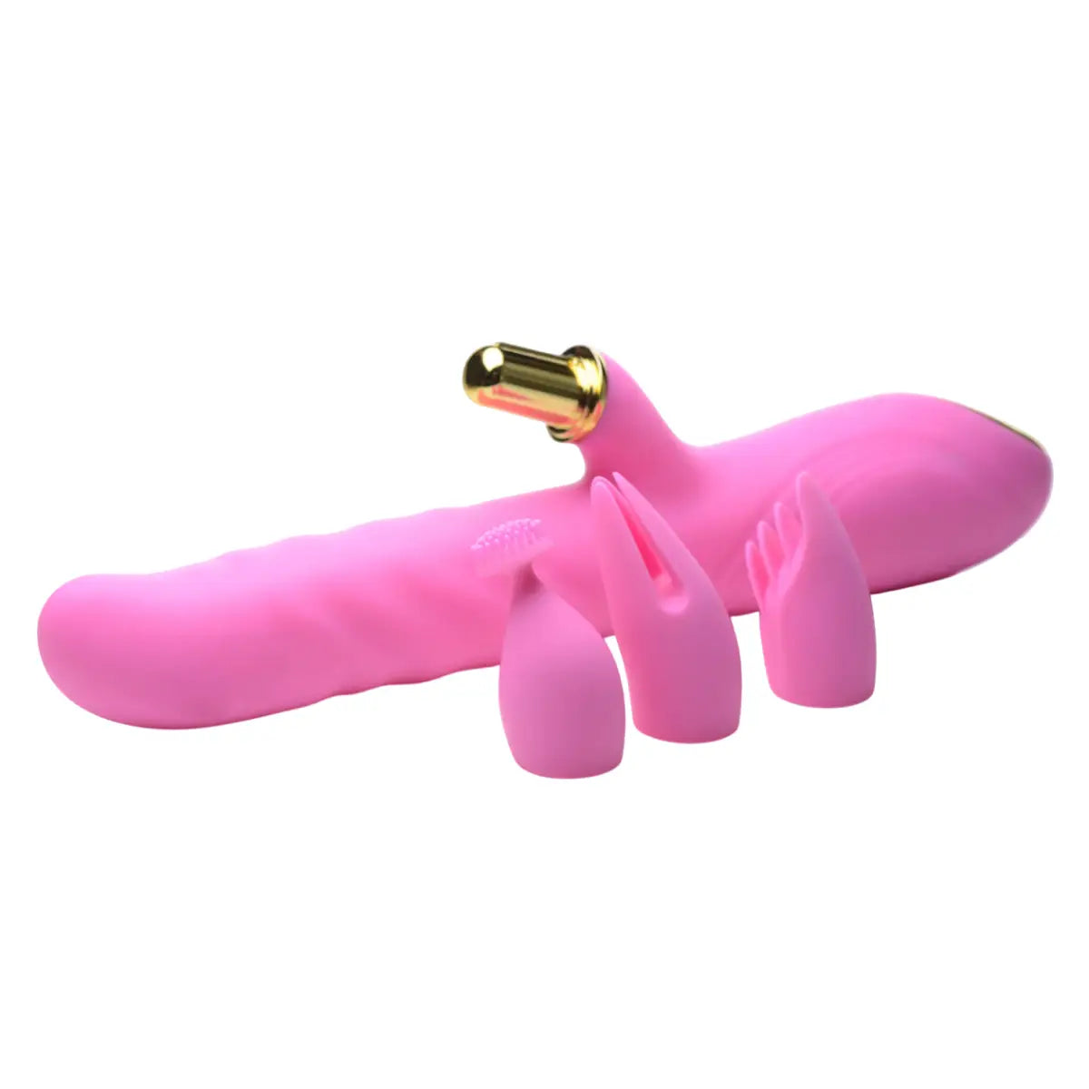 10X Versa-Thrust Vibrating and Thrusting Silicone Rabbit with 3 Attachments