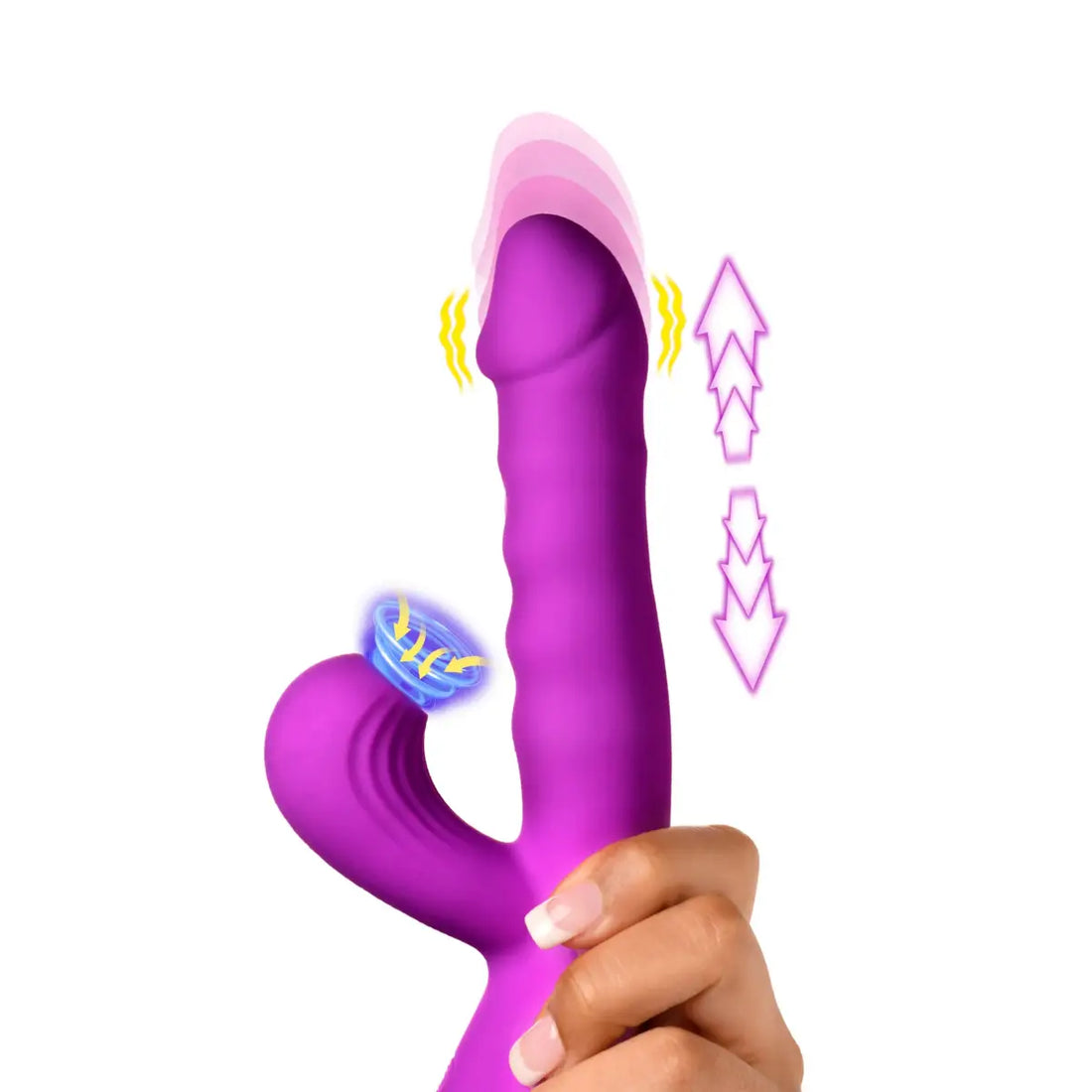 Thrust Wave Thrusting and Sucking Silicone Rabbit Vibrator