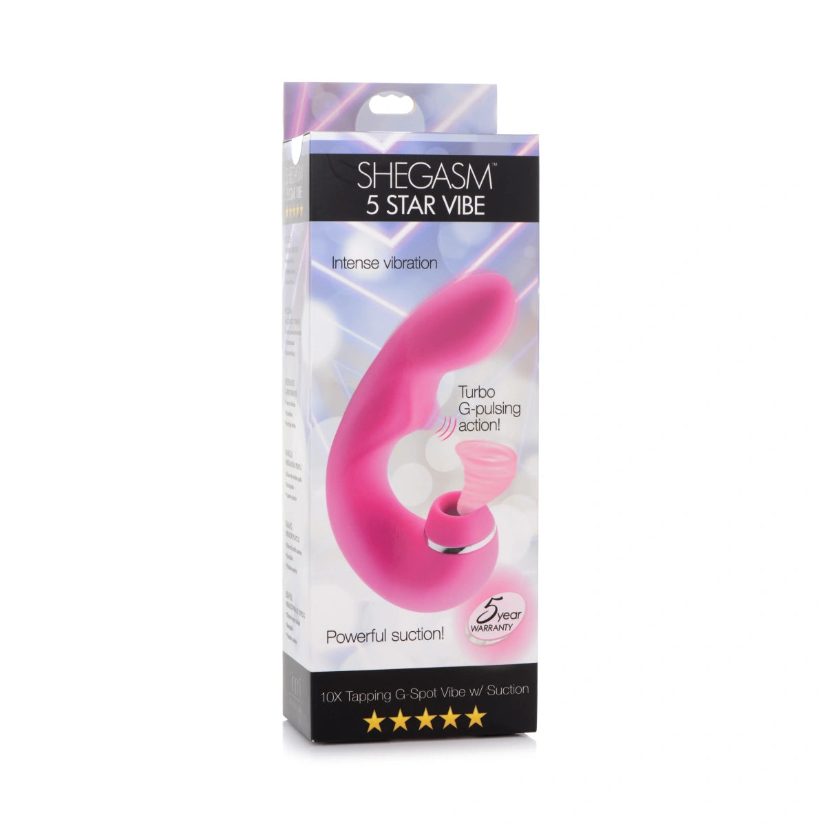 Shegasm 5 Star 10X Tapping G-Spot Silicone Vibrator with Suction - Pink