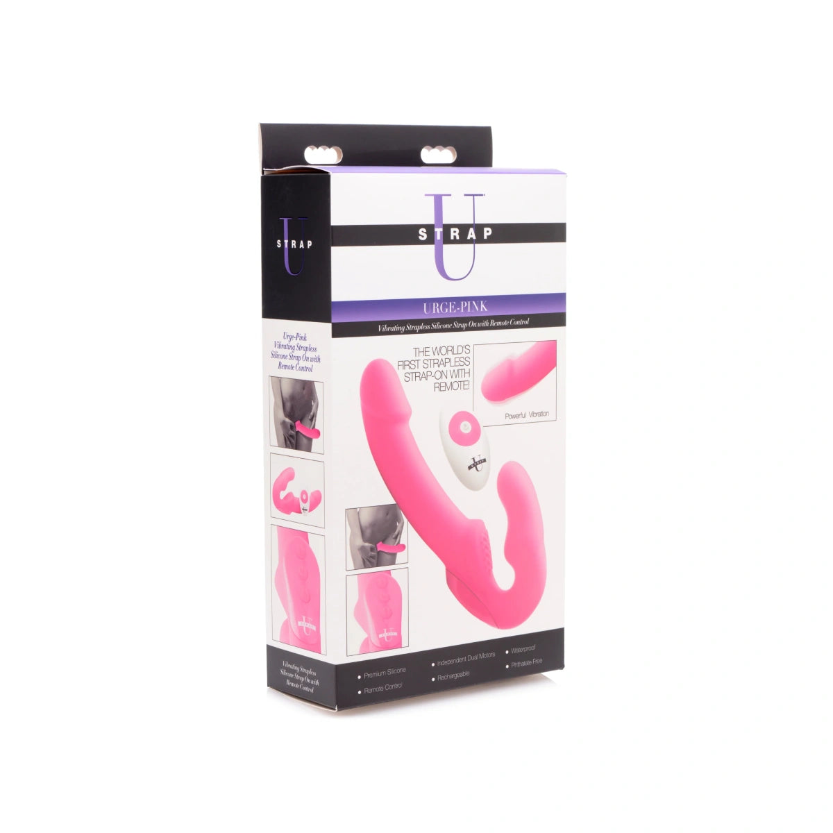 Urge Silicone Strapless Strap On With Remote- Pink