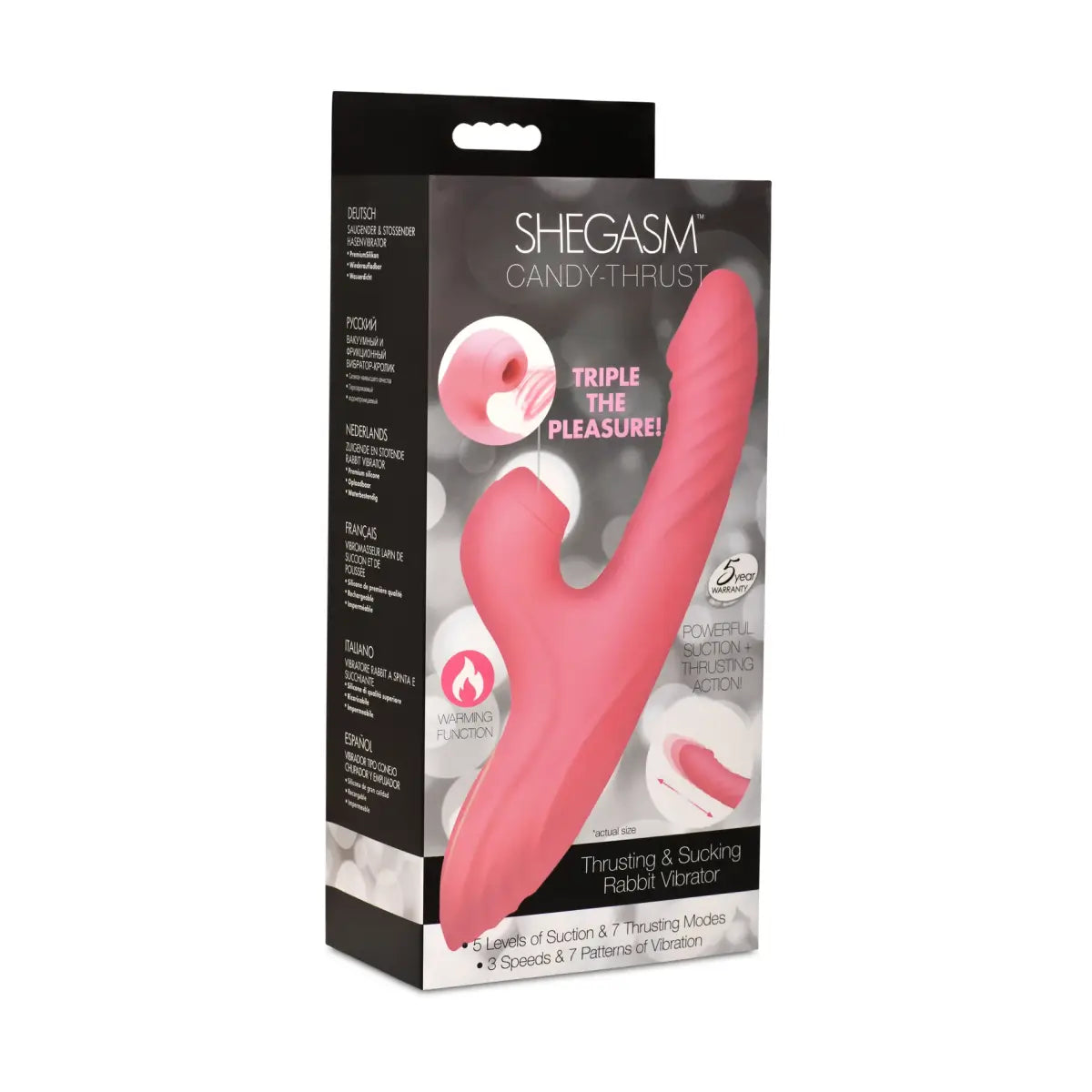 Candy-Thrust Silicone Thrusting and Sucking Rabbit Vibrator