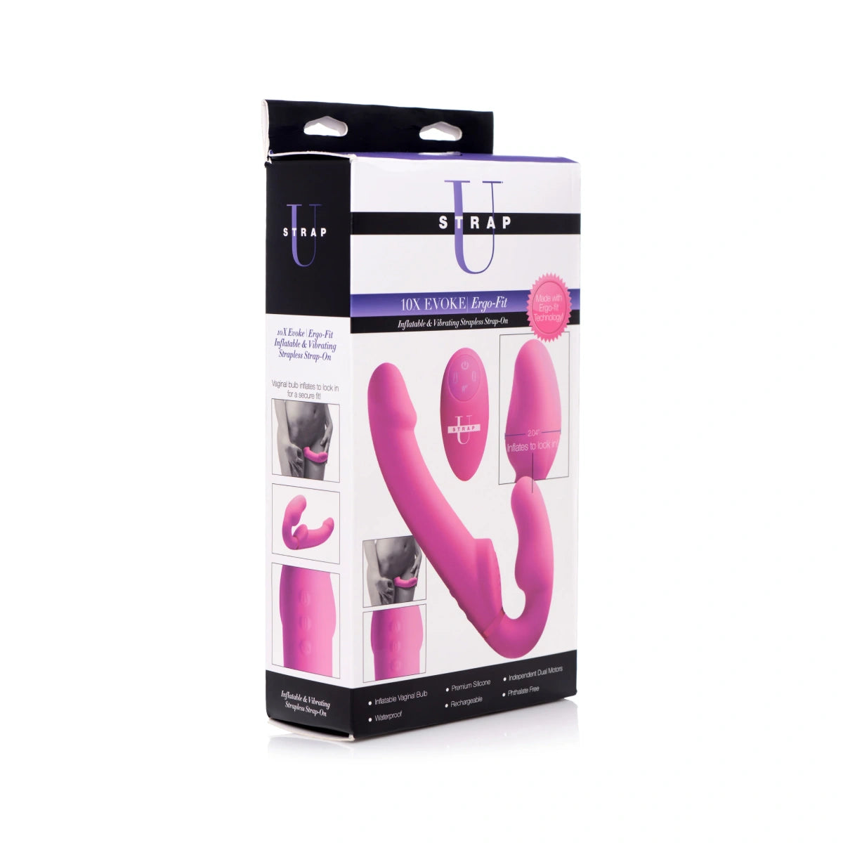 Worlds First Remote Control Inflatable Vibrating Silicone Ergo Fit Strapless Strap-On