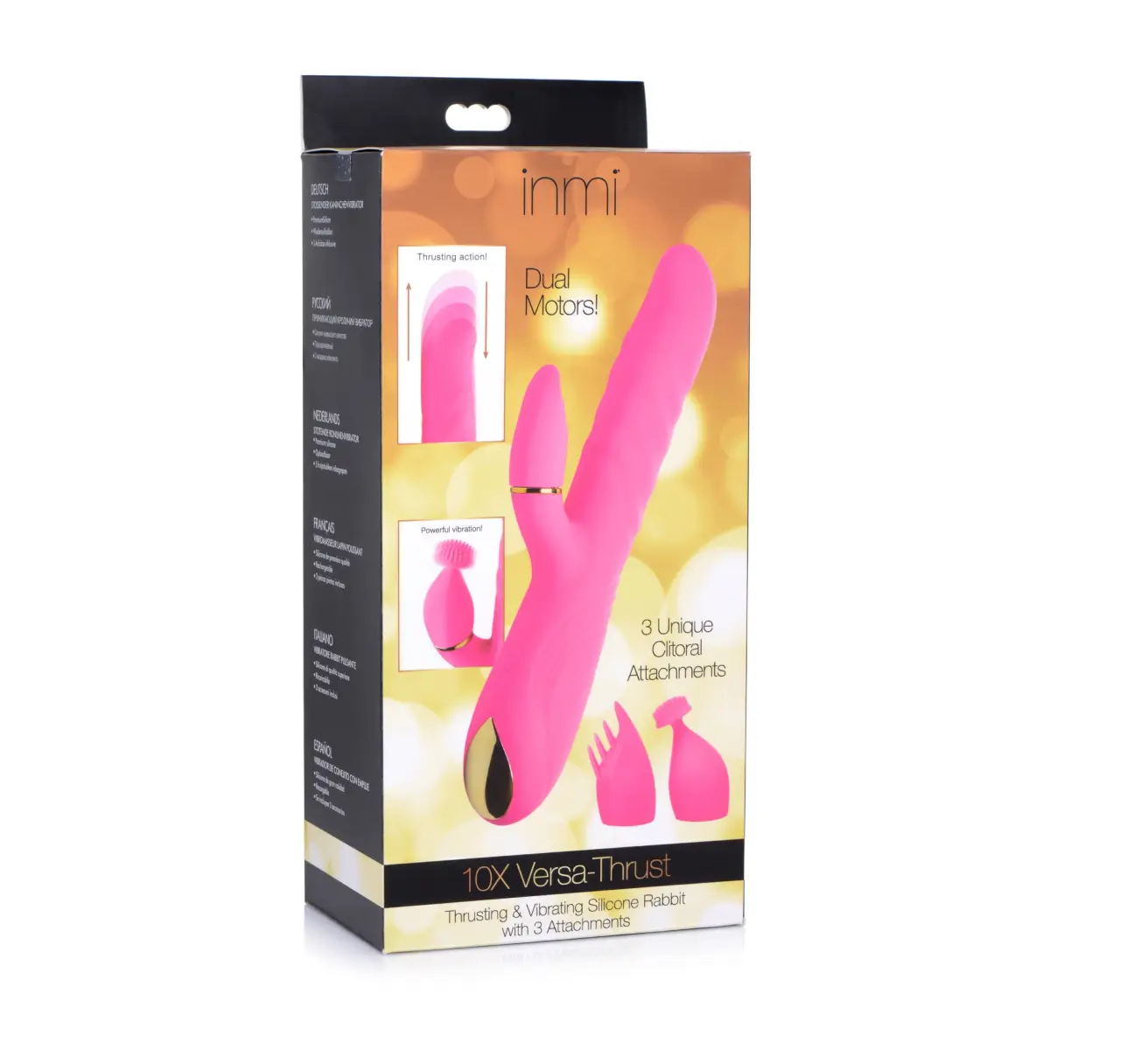 10X Versa-Thrust Vibrating and Thrusting Silicone Rabbit with 3 Attachments