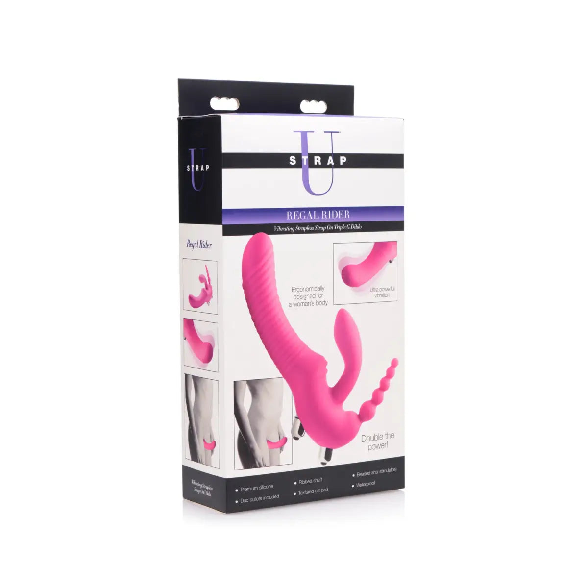 Regal Rider Vibrating Silicone Strapless Strap On Triple G Dildo