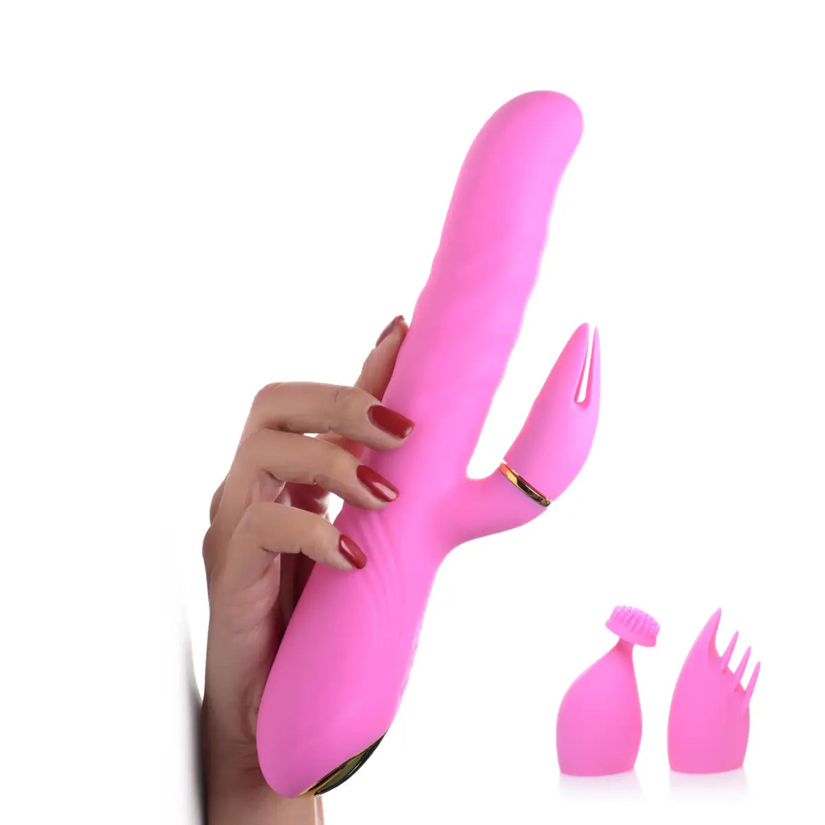 10X Versa-Thrust Vibrating and Thrusting Silicone Rabbit with 3 Attachments