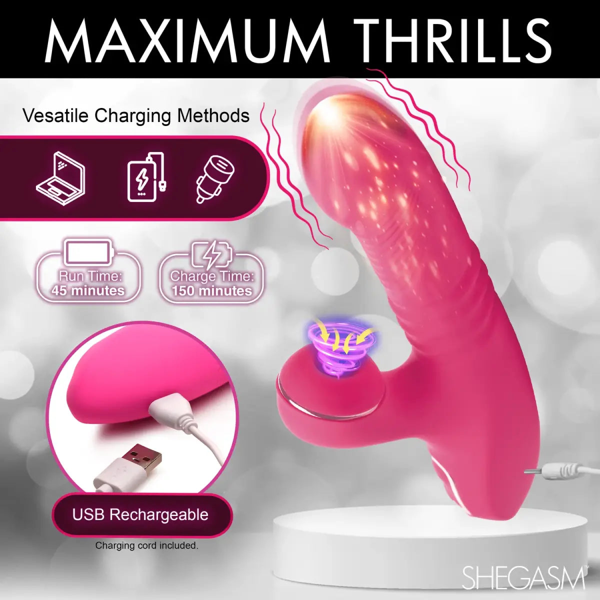 Pro-Thrust Thrusting Suction Silicone Rabbit Vibrator