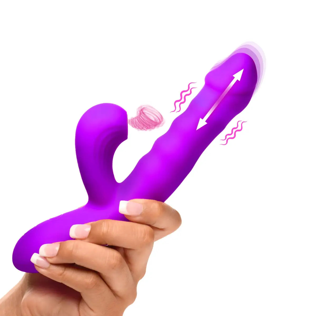 Thrusting and Sucking Silicone Rabbit Vibrator