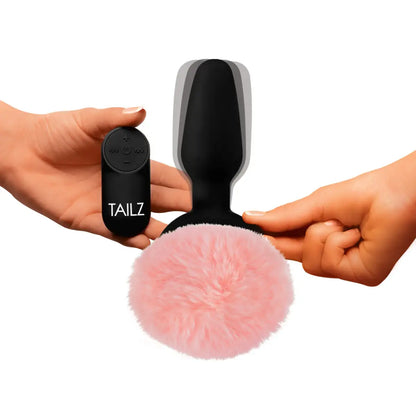 Remote Control Vibrating Pink Bunny Tail Anal Plug