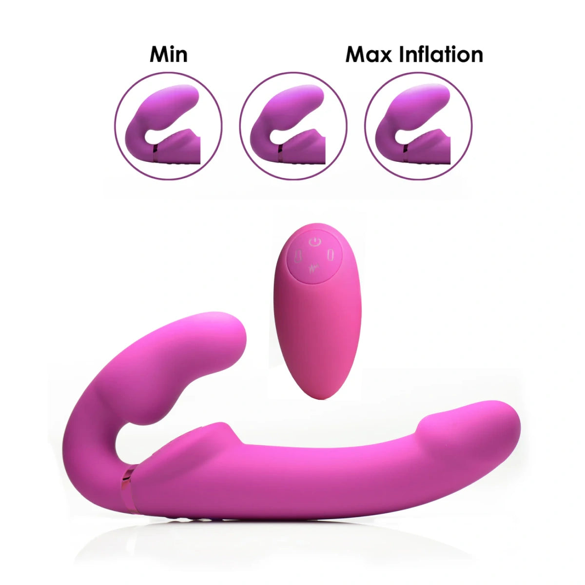 Worlds First Remote Control Inflatable Vibrating Silicone Ergo Fit Strapless Strap-On