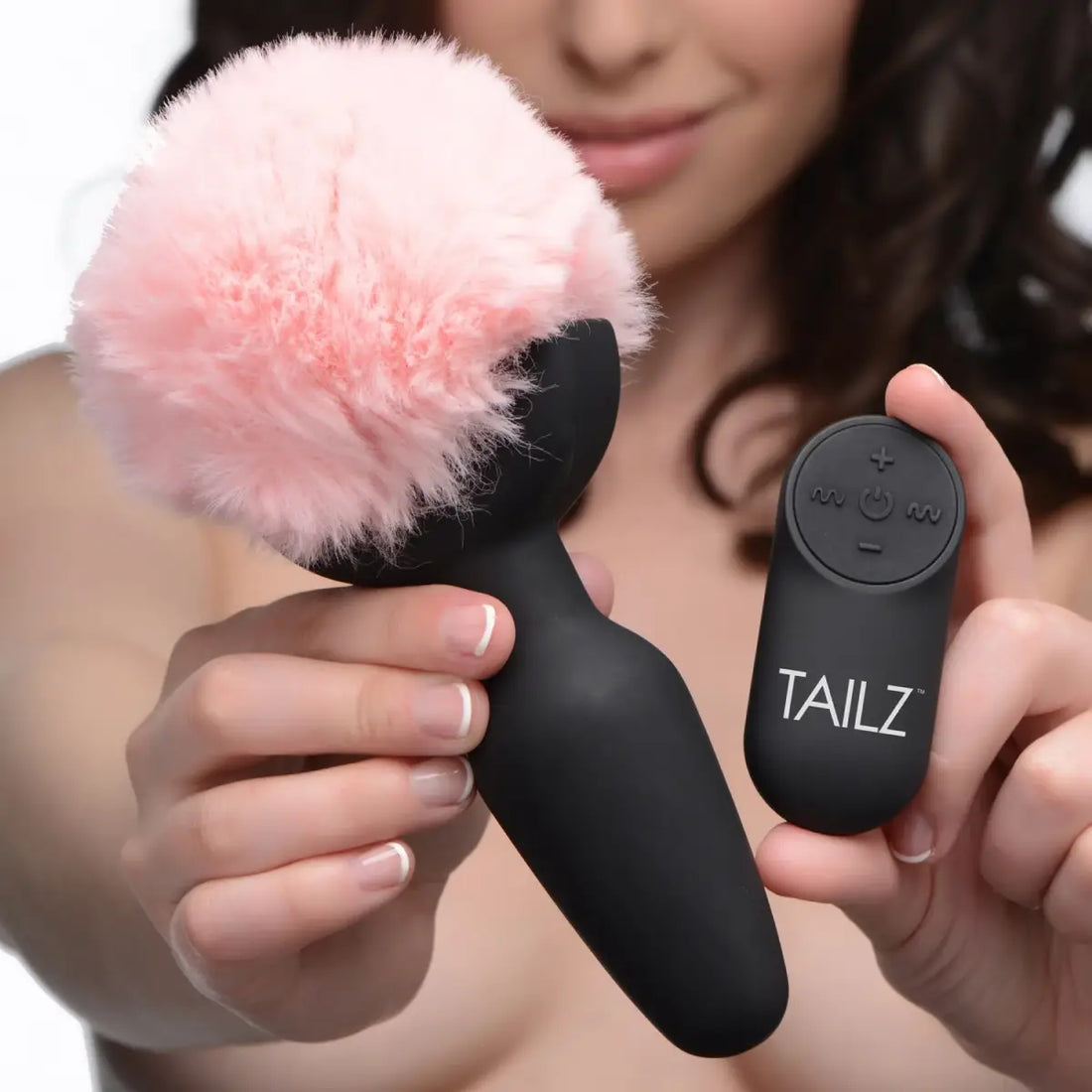 Remote Control Vibrating Pink Bunny Tail Anal Plug