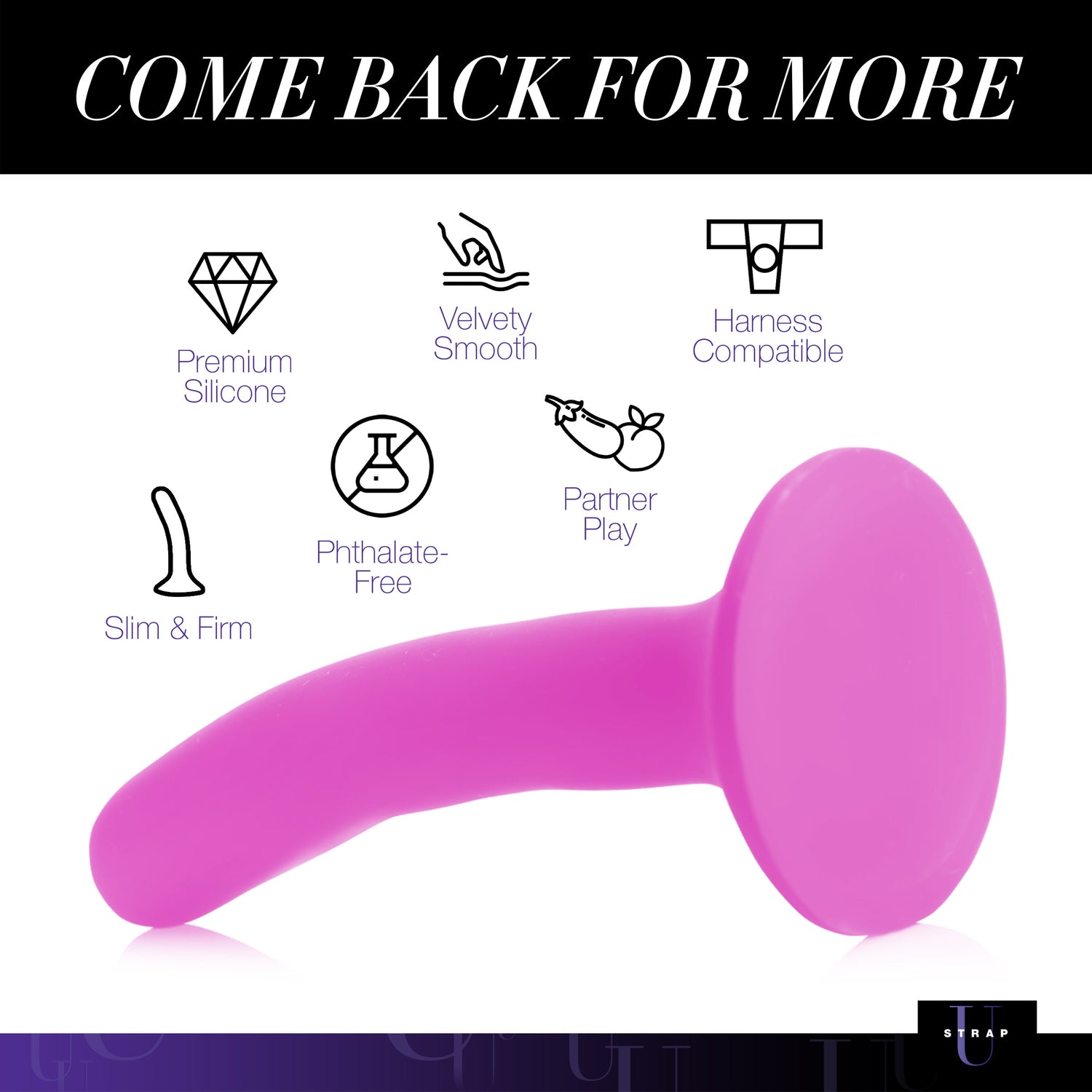 Pink Silicone Strap-On Dildo - Small