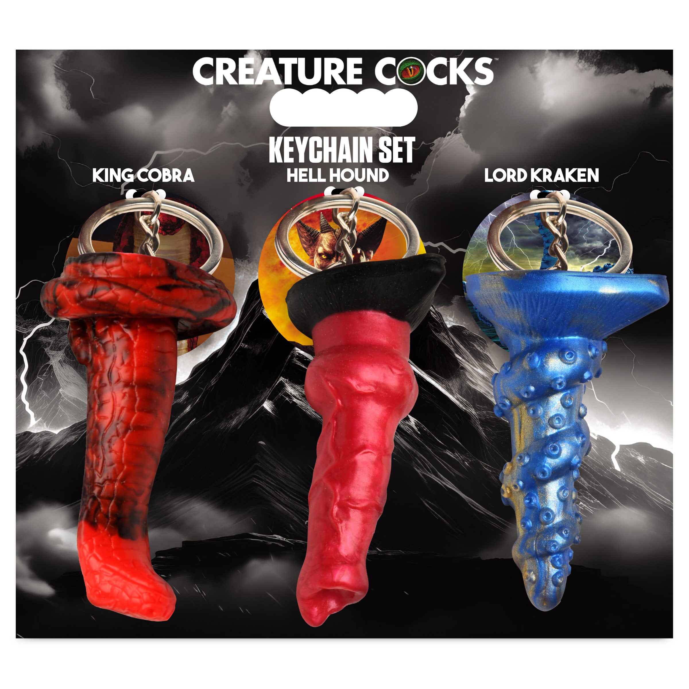 Hell-Hound, Lord Kraken, &amp; King Cobra Silicone Keychain Set