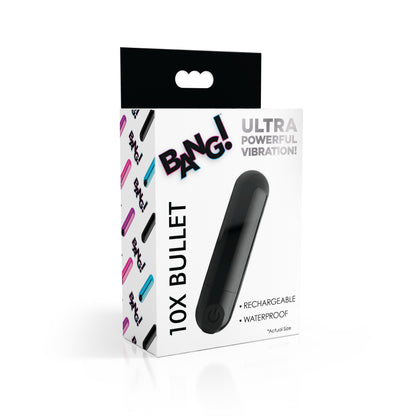 10X Rechargeable Vibrating Metallic Bullet - Black