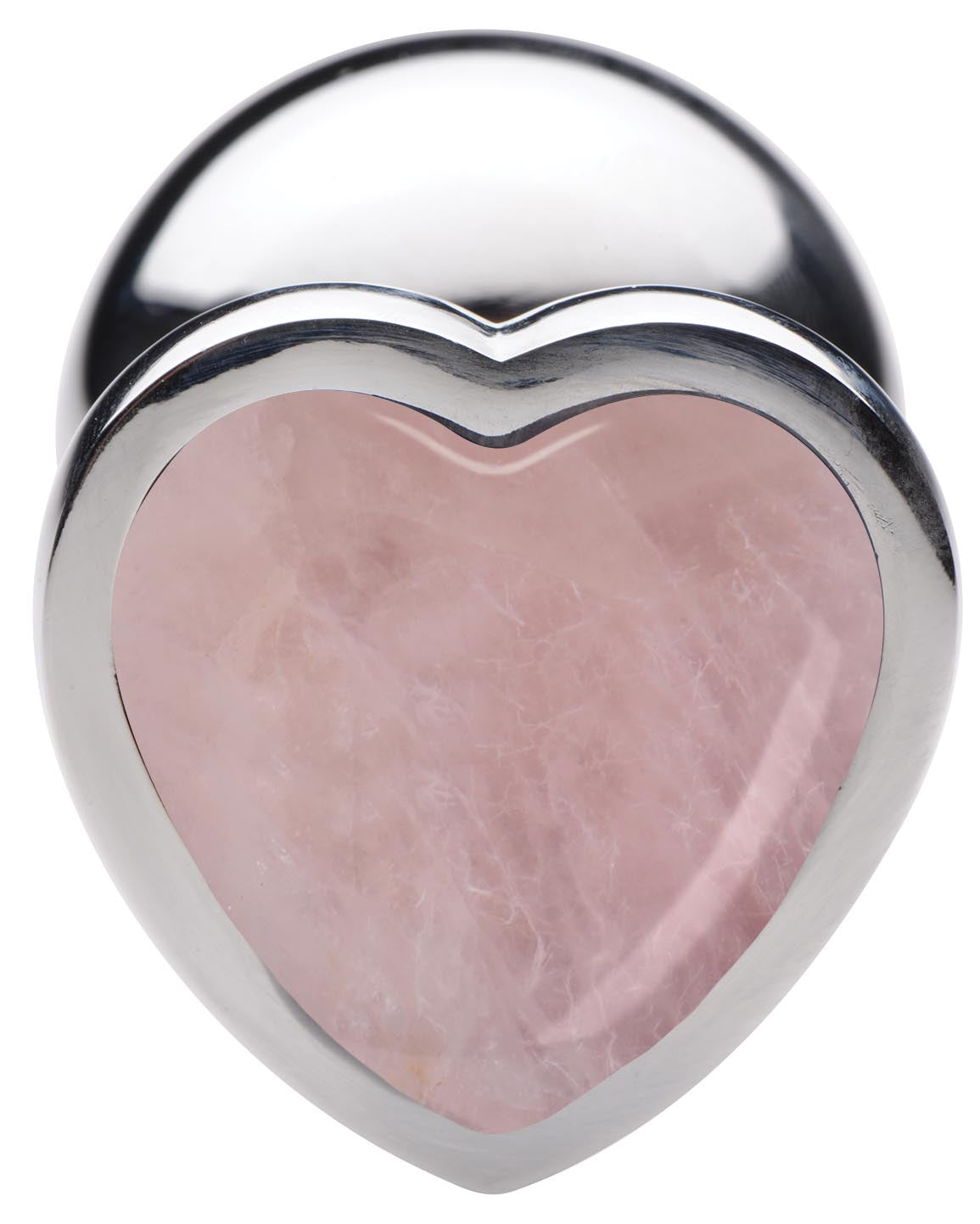 Authentic Rose Quartz Gemstone Heart Anal Plug - Small