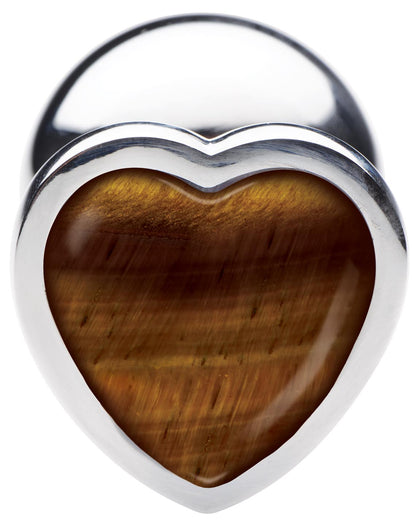 Authentic Tigers Eye Gemstone Heart Anal Plug - Large