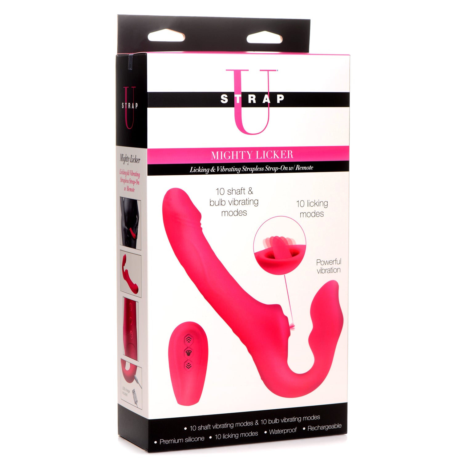 Licking and Vibrating Strapless Strap-On with Remote Control