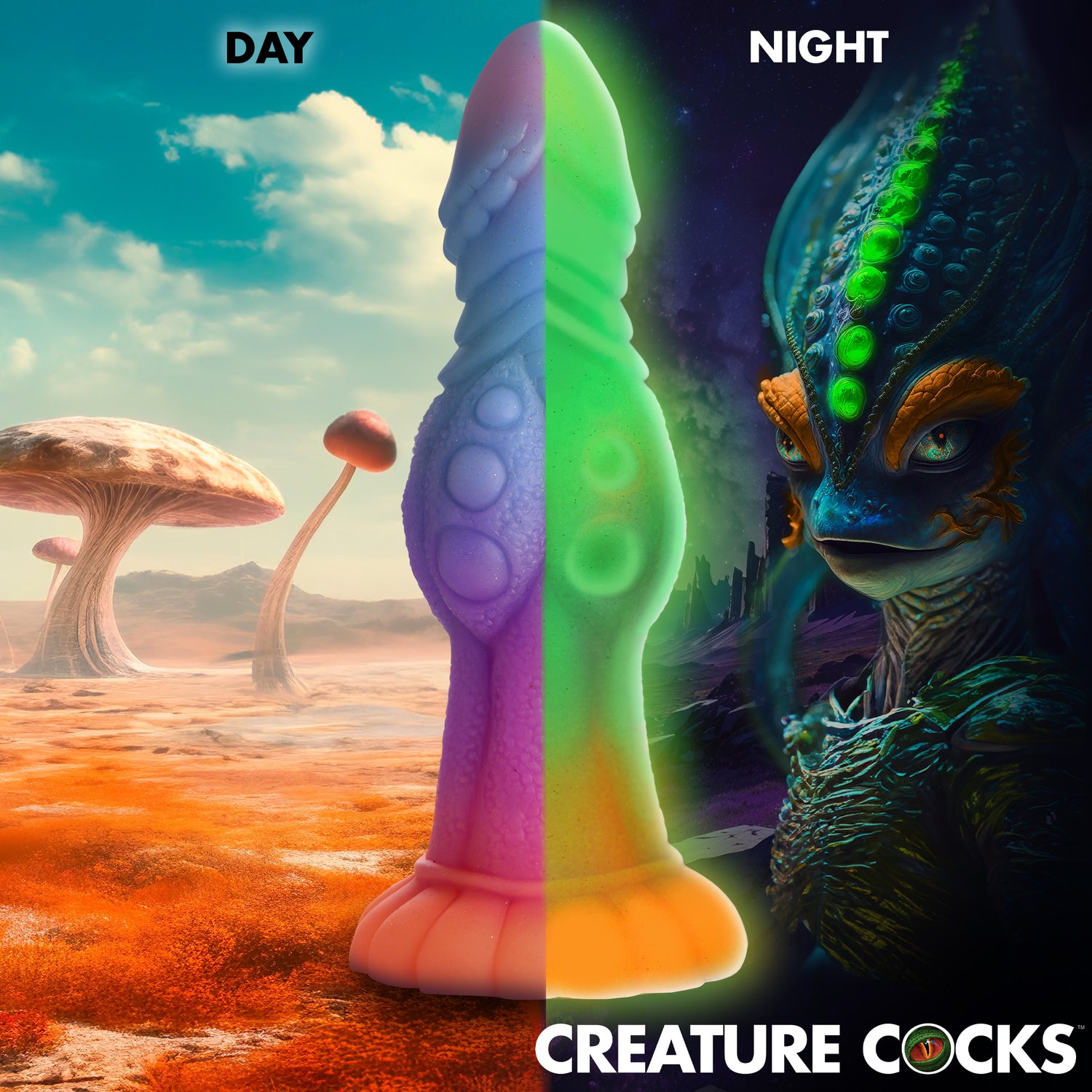 Galactic Cock Alien Creature Glow-in-the-Dark Silicone Dildo