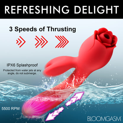 Blooming Bunny Sucking and Thrusting Silicone Rabbit Vibrator