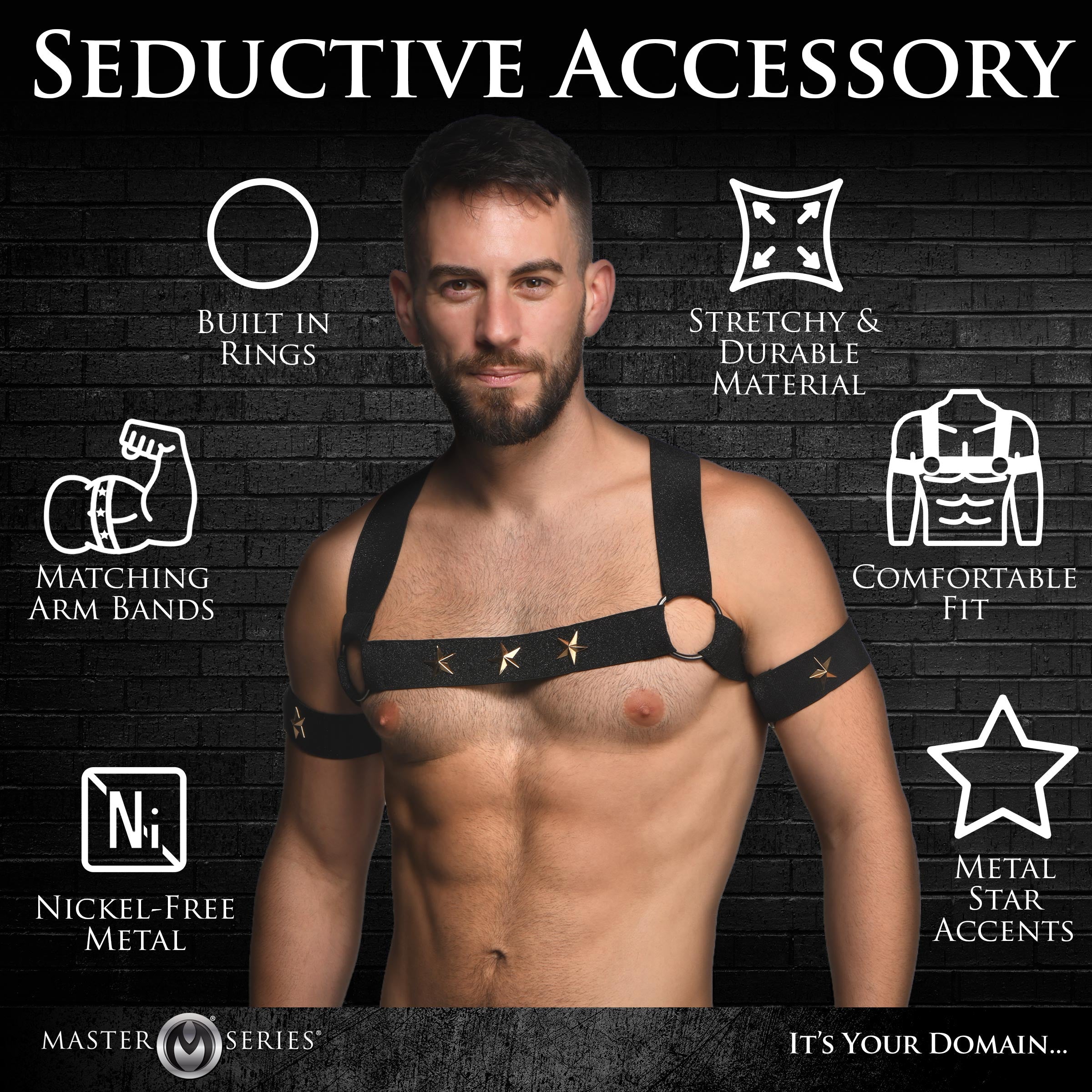 Rave Harness Elastic Chest Harness with Arm Bands - L/XL