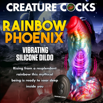 Rainbow Phoenix Vibrating Silicone Dildo with Remote