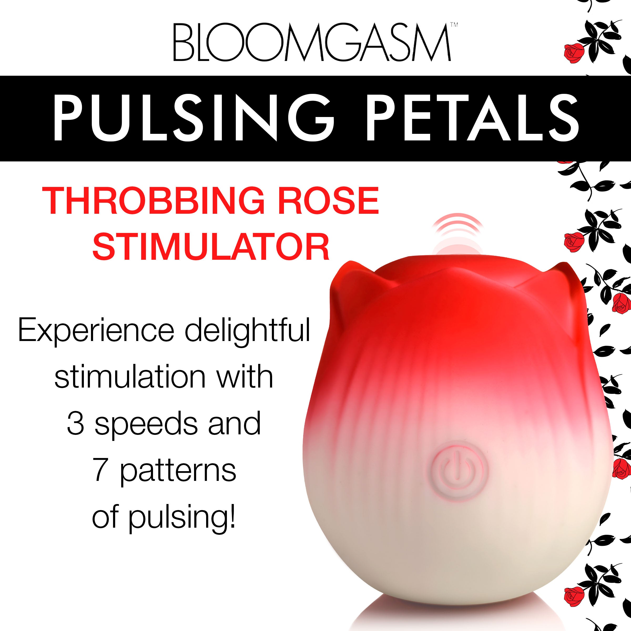 Pulsing Petals Throbbing Rose Clit Stimulator - Red