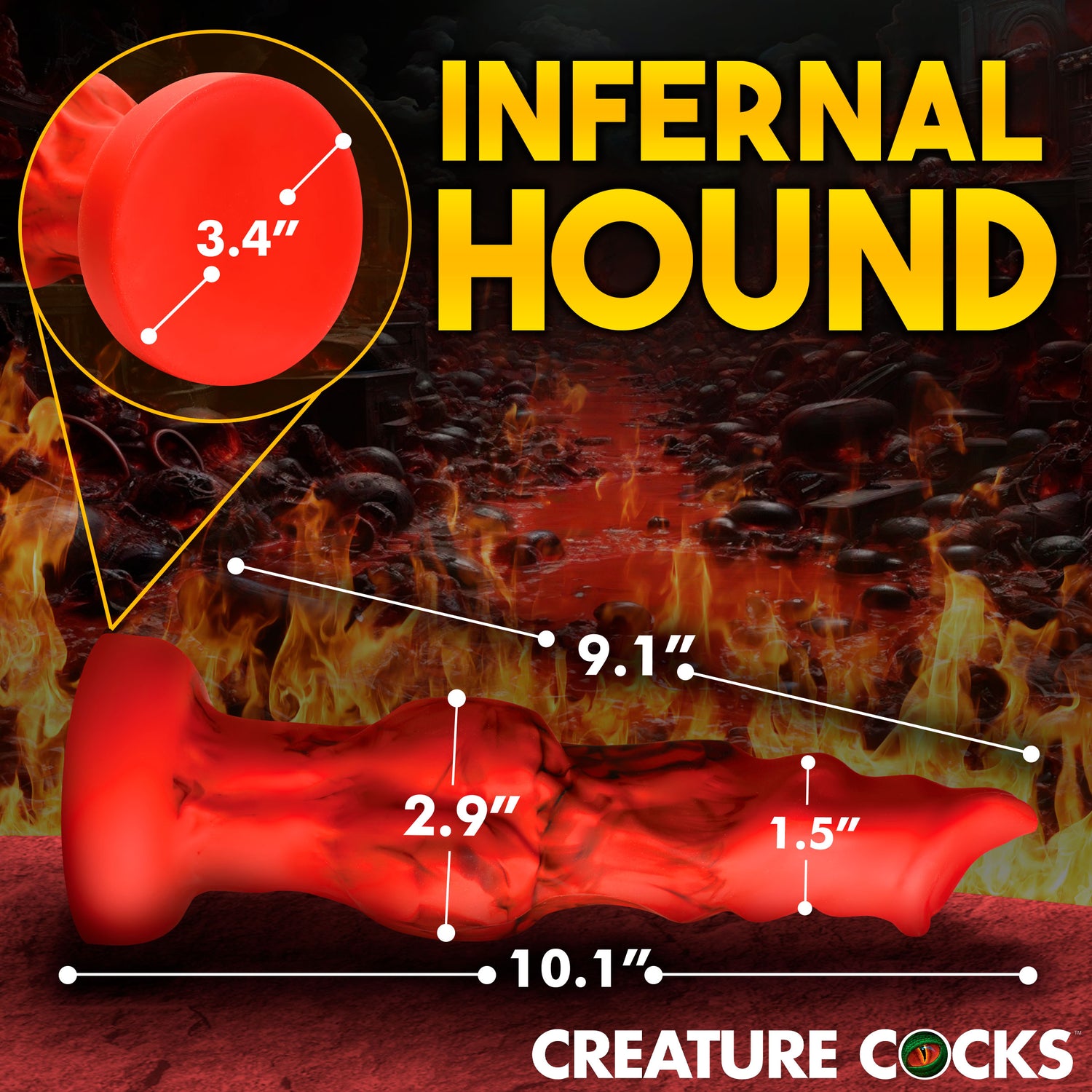 Fire Hound Silicone Dildo - Large