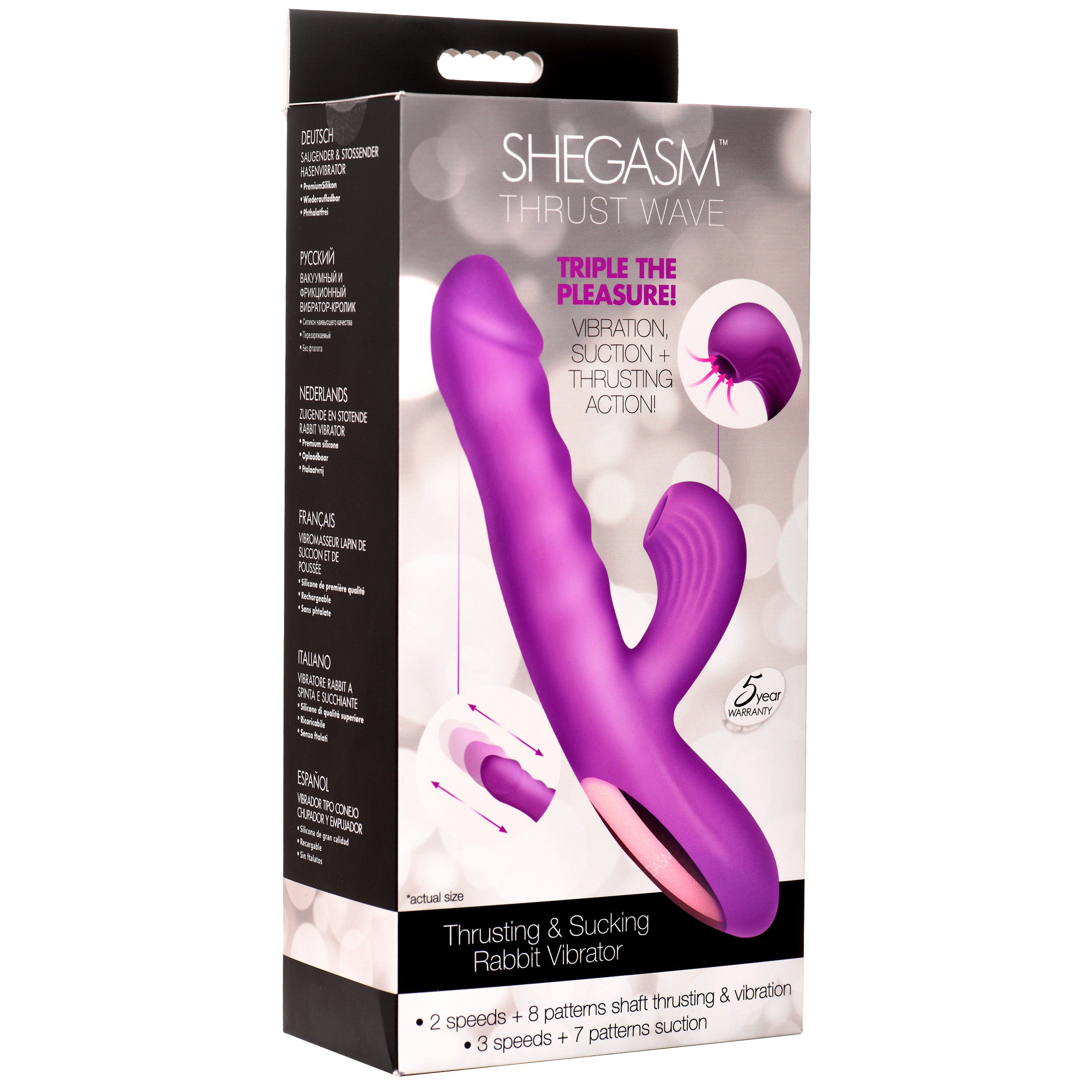 Thrust Wave Thrusting and Sucking Silicone Rabbit Vibrator