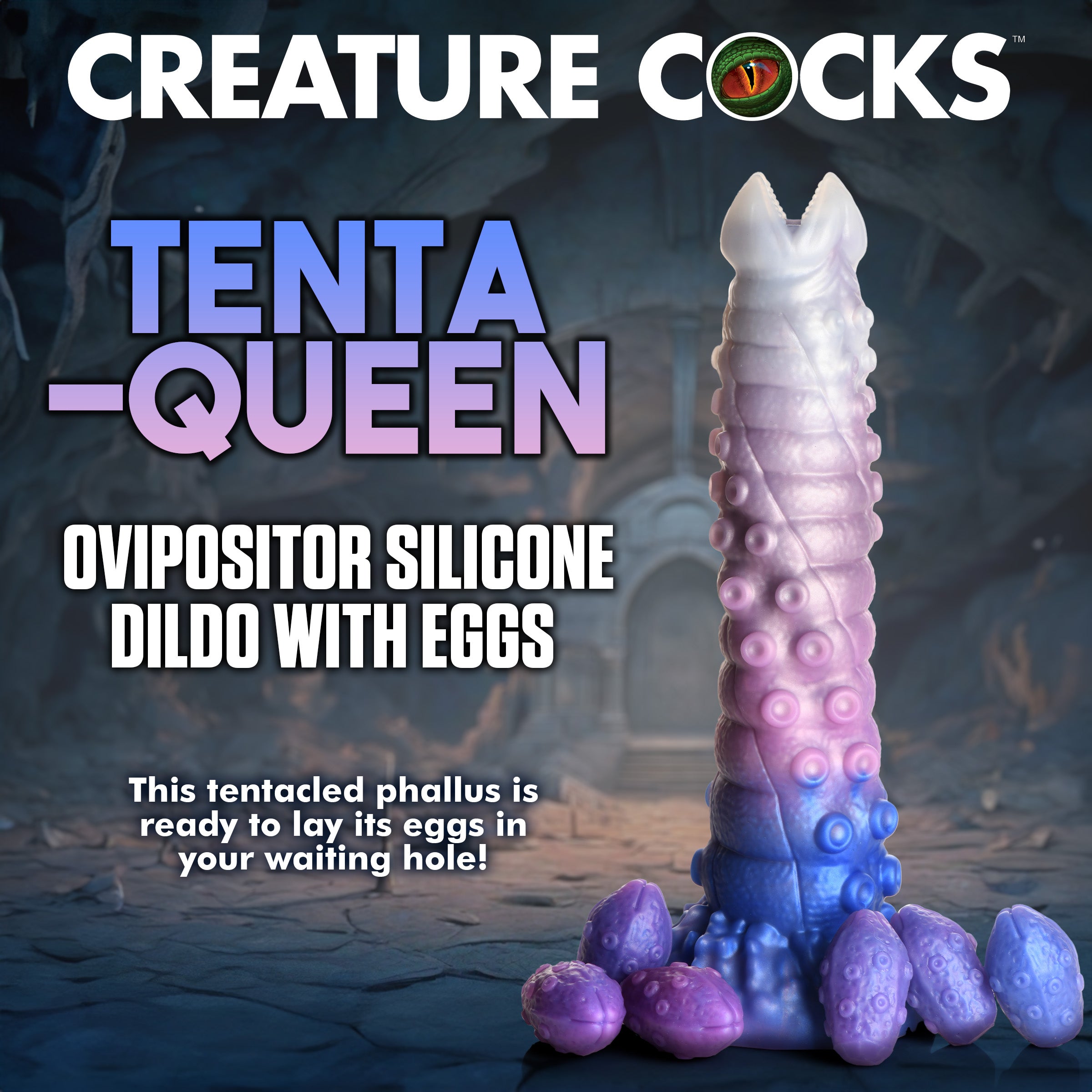 Tenta-Queen Ovipositor Silicone Dildo with Eggs