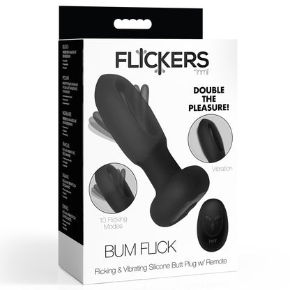 Bum Flick Vibrating and Flicking Silicone Butt Plug with Remote