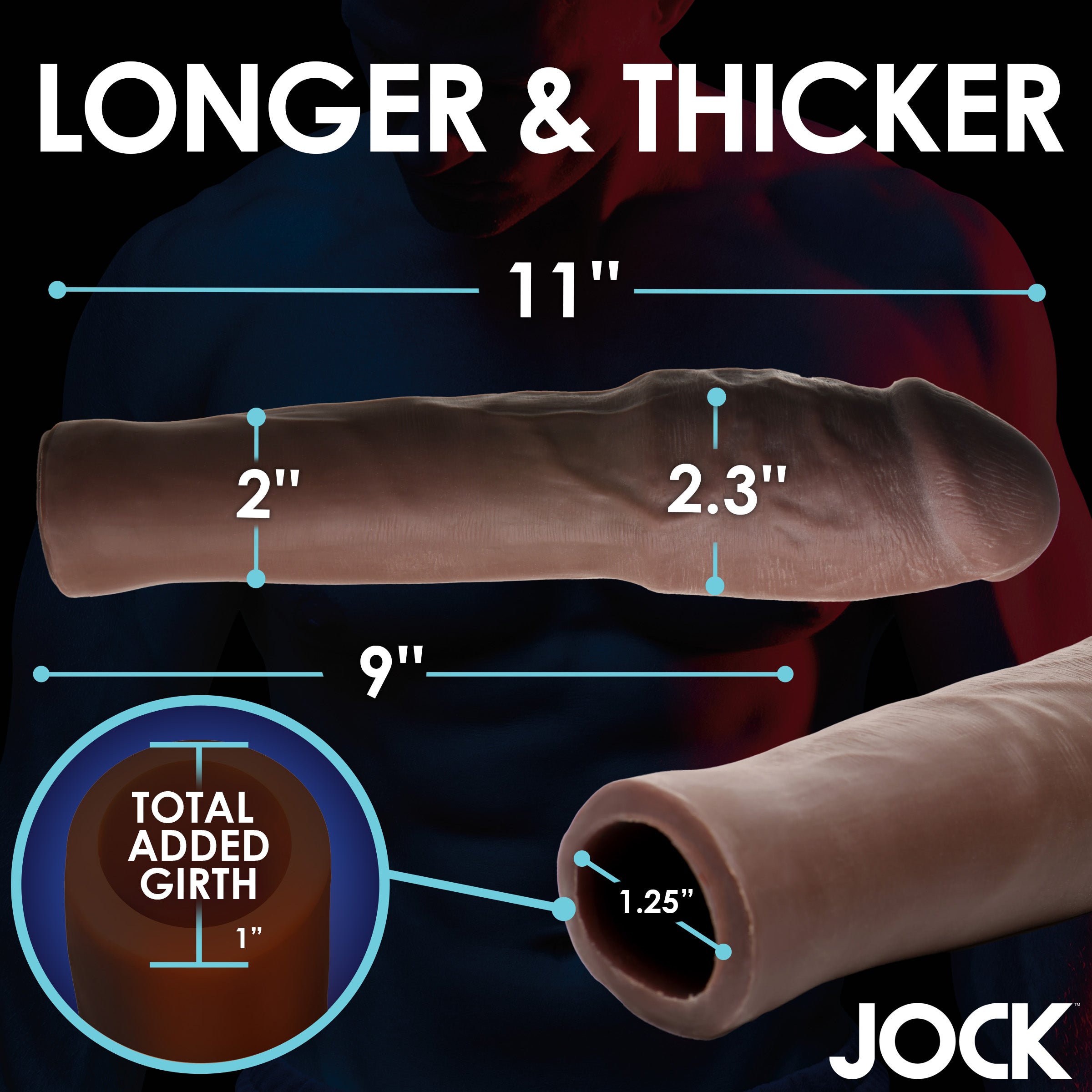 Extra Thick 2 Inch Penis Extension - Dark