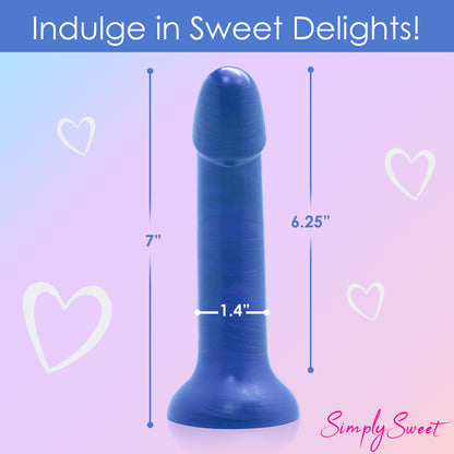 Metallic Silicone 7 Inch Dildo - Blue