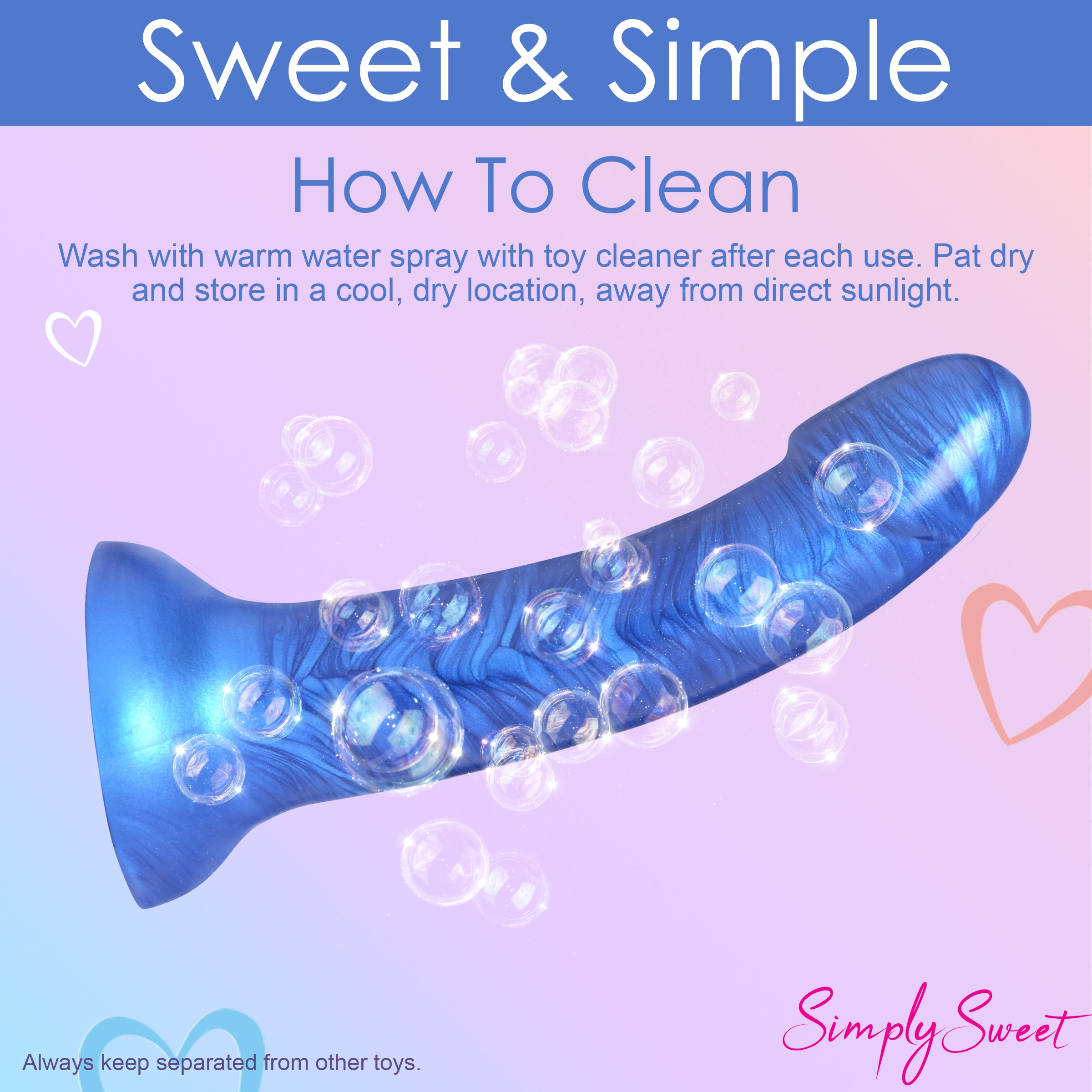 Metallic Silicone 7 Inch Dildo - Blue