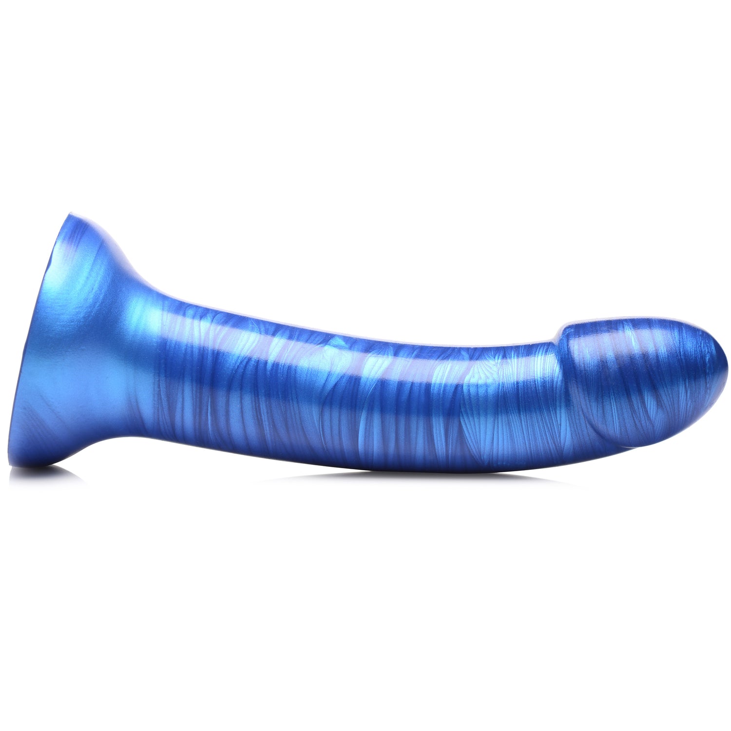 Metallic Silicone 7 Inch Dildo - Blue