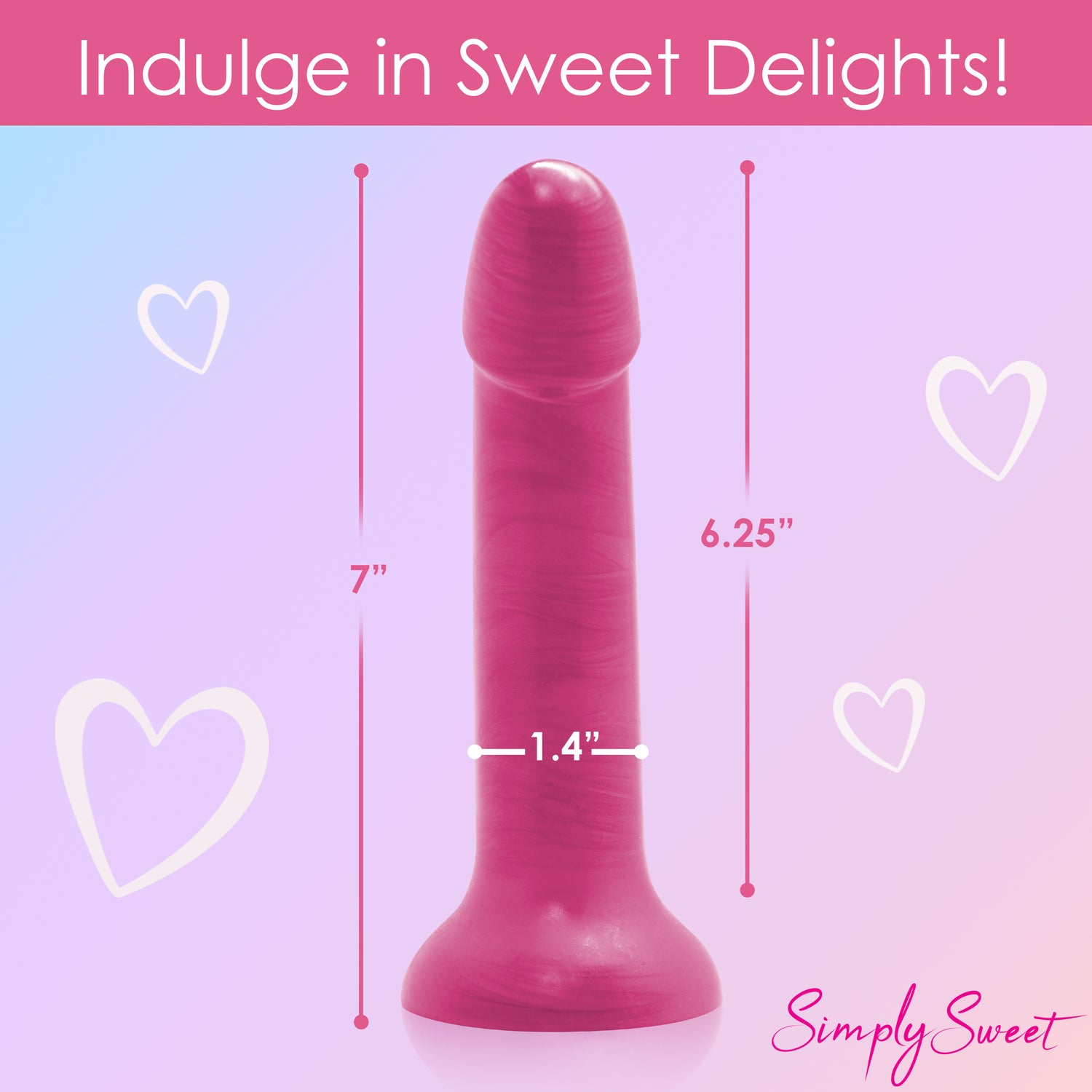 Metallic Silicone 7 Inch Dildo - Pink