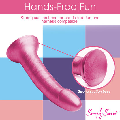 Metallic Silicone 7 Inch Dildo - Pink