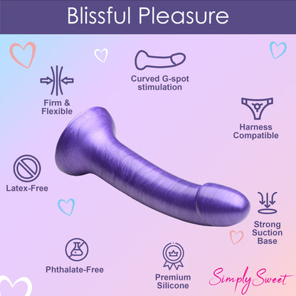 Metallic Silicone 7 Inch Dildo - Purple