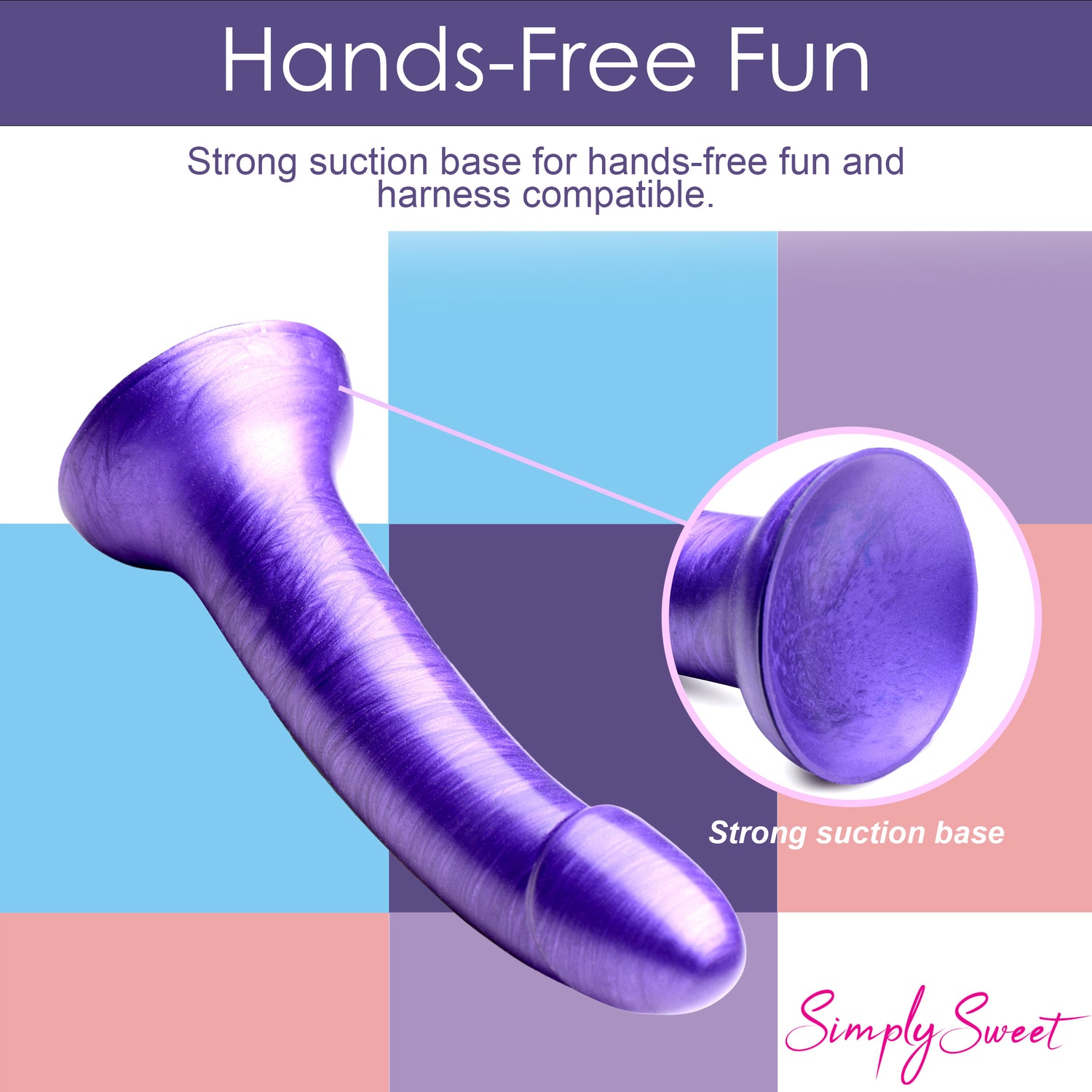 Metallic Silicone 7 Inch Dildo - Purple