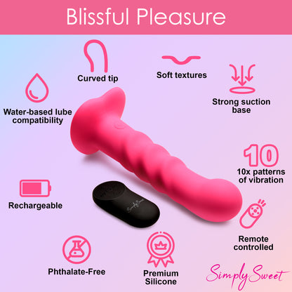 21X Vibrating Ribbed Silicone Dildo