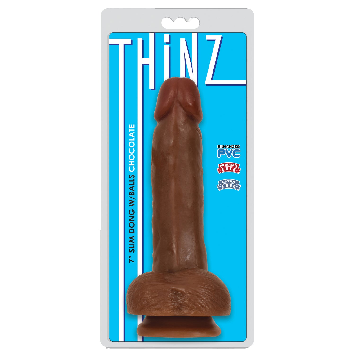 Thinz 7 Inch Slim Dildo with Balls - Dark