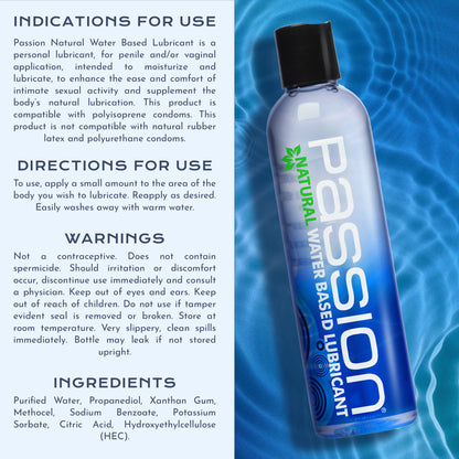 Passion Natural Water-Based Lubricant - 8 oz