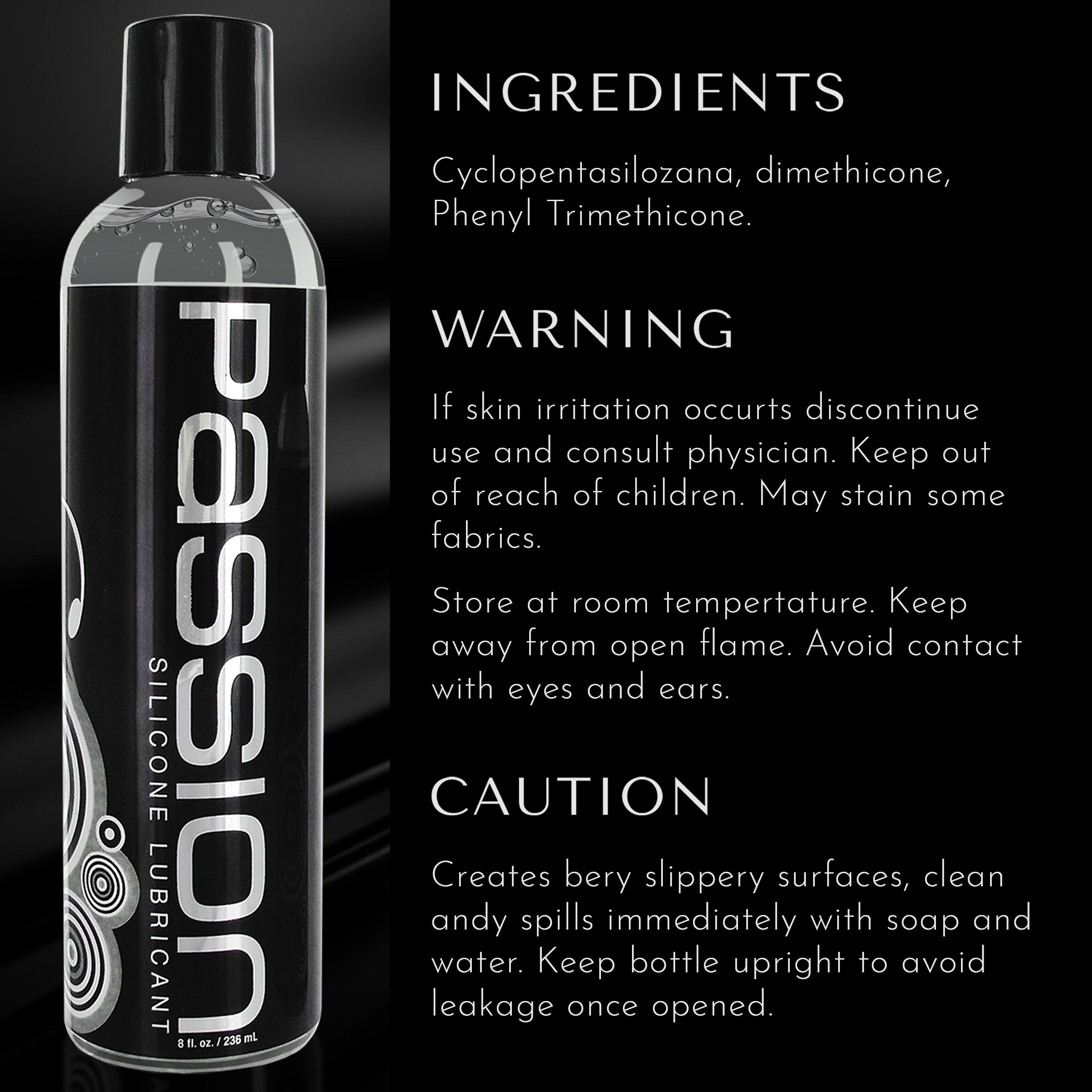 Passion Premium Silicone Lubricant - 8 oz