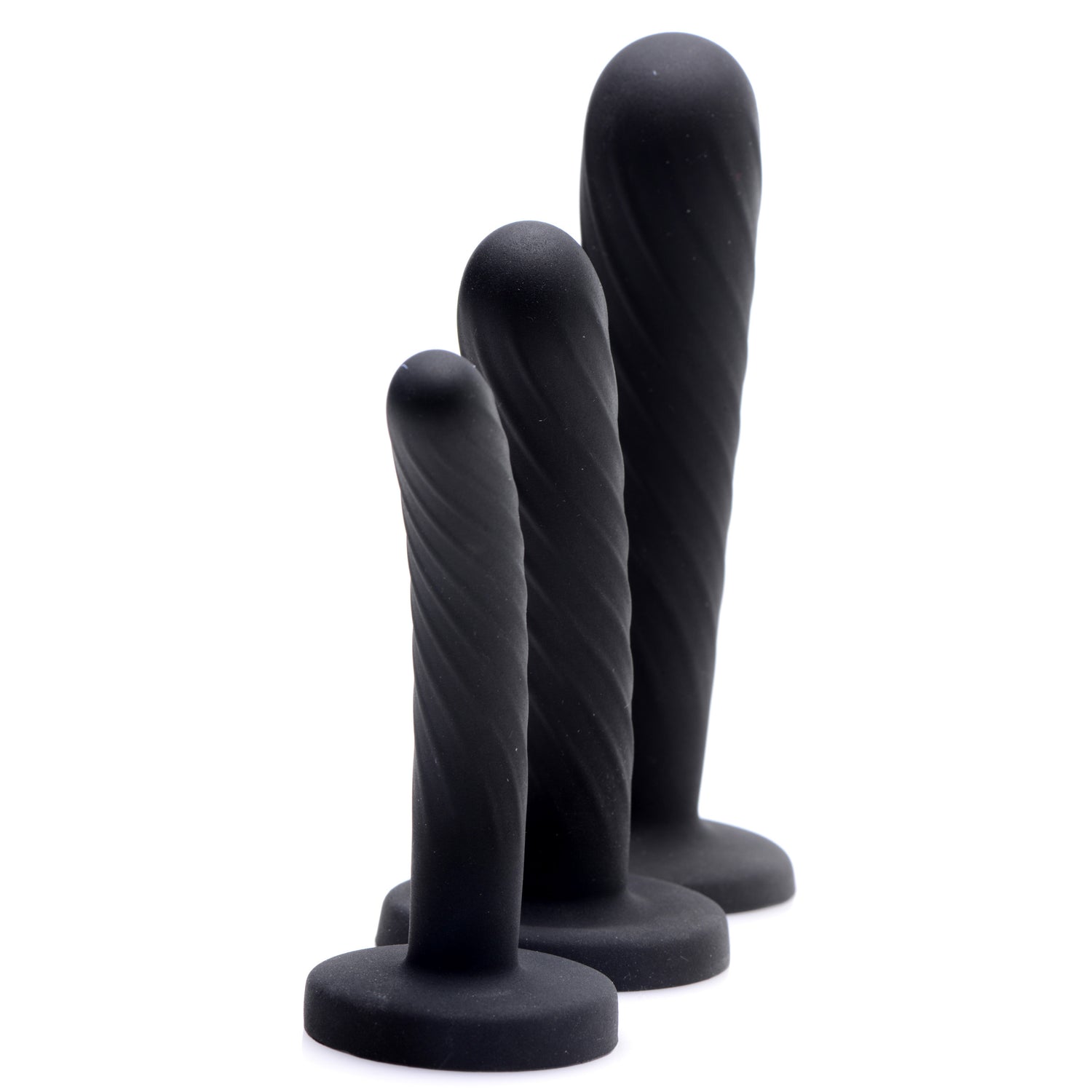 Trinity Strap-On Silicone 3 Piece Dildo Set - Black