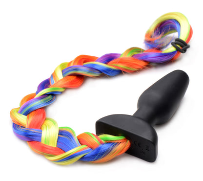 Remote Control Vibrating Rainbow Pony Tail Anal Plug