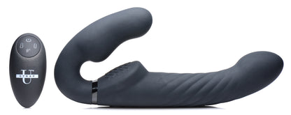 Ergo-Fit Twist Inflatable Vibrating Silicone Strapless Strap-on - Black